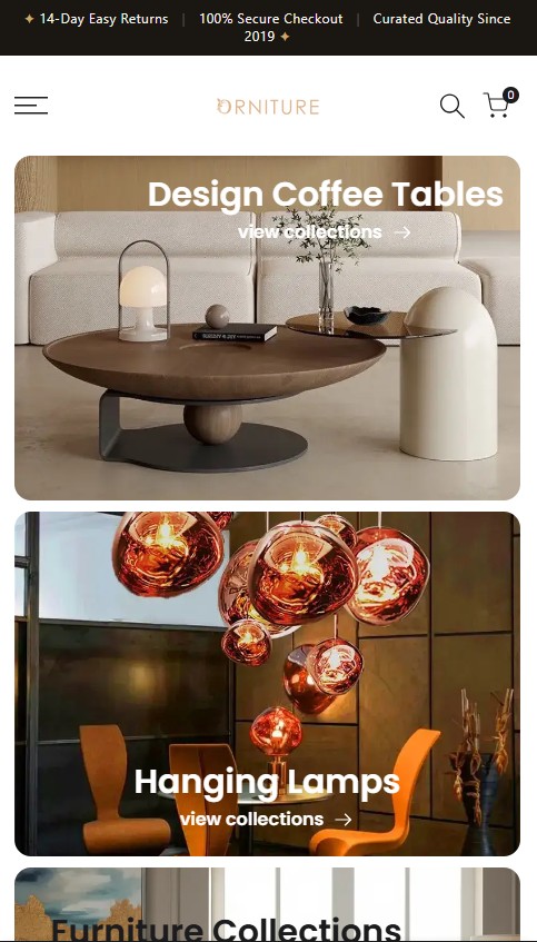 Orniture.com vista m&oacute;vil