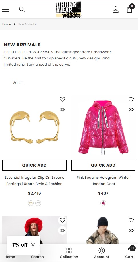 Urban Wear Outsiders vista m&oacute;vil